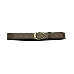 Coach Signature C Buckle Leather Canvas Belt Brown Size Small